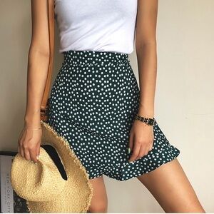 Brandy Melville Genevieve dark green wrap around mini skirt